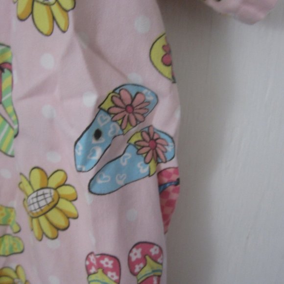 STAT Medical Scrub Shirt women sz L Cotton Polyester Flip Flops beach pink vtg - Picture 6 of 7